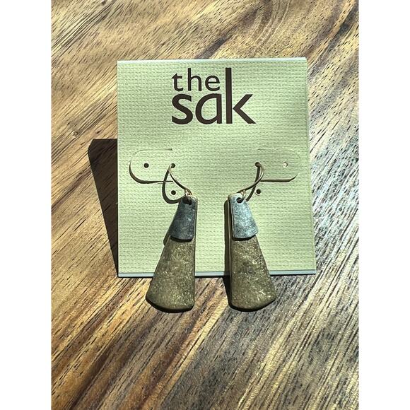 The SAK Silver Gold Tone Matte Finish Open Teardrop & Post Earrings Lot/2 NEW! - Picture 4 of 9